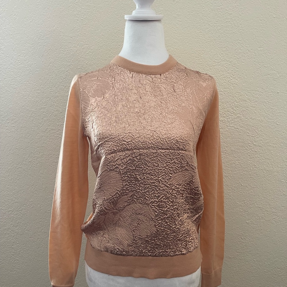 Tory Burch Elegant Peach Textured Sweater